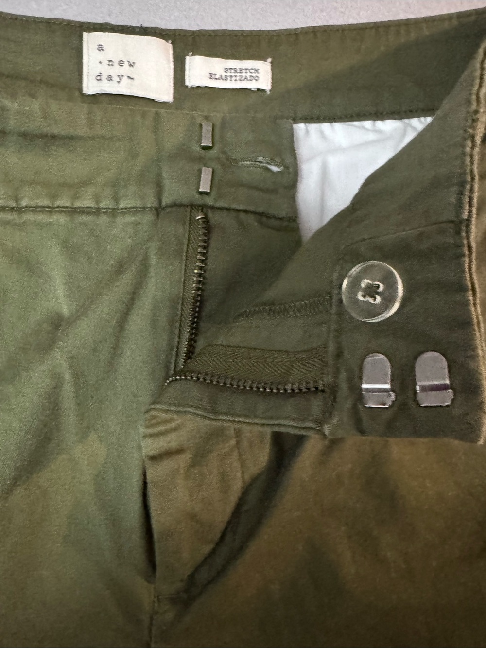 a new day Olive Green Cotton Chino Shorts - Picture 3 of 6